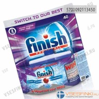 Таблетки Finish для посудомоечной машины 40шт + чистящее средство 250мл