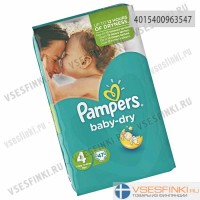 Подгузники Pampers BabyDry №4 (9-14кг) 47шт