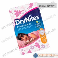 Подгузники-трусики DryNites для девочек 3-5 лет (16-23кг) 16шт